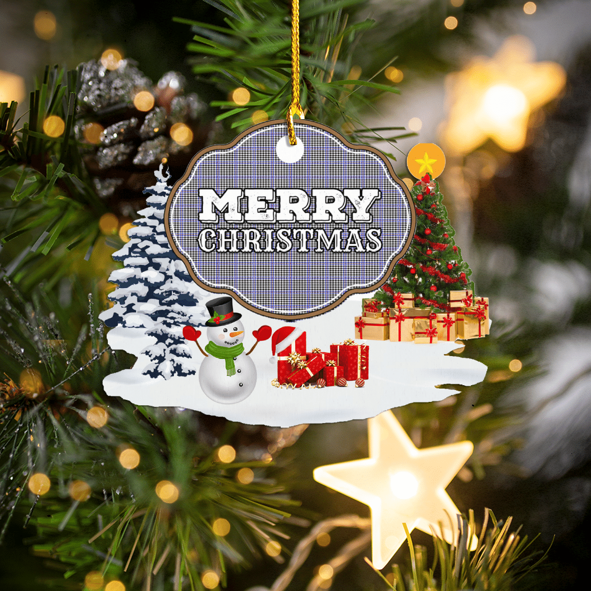 Clan Sir Walter Scott "Merry Christmas" Tartan Acrylic Ornament QJ80 Sir Walter Scott Tartan Tartan Christmas   