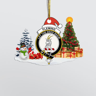 Clan Fleming Crest Tartan Acrylic Christmas Ornament XI38
