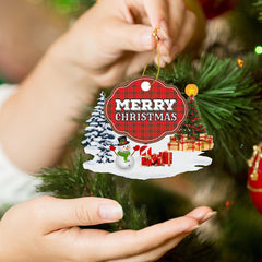 Clan Grant Weathered "Merry Christmas" Tartan Acrylic Ornament ZD95 Grant Weathered Tartan Tartan Christmas   