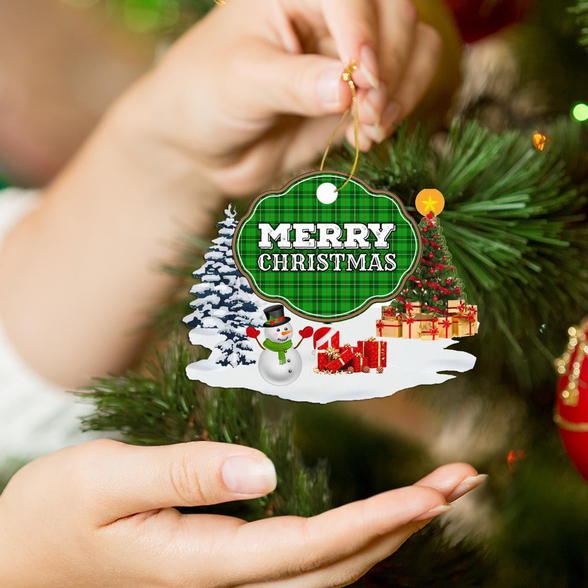 Clan Galloway District "Merry Christmas" Tartan Acrylic Ornament FY50 Galloway District Tartan Tartan Christmas   
