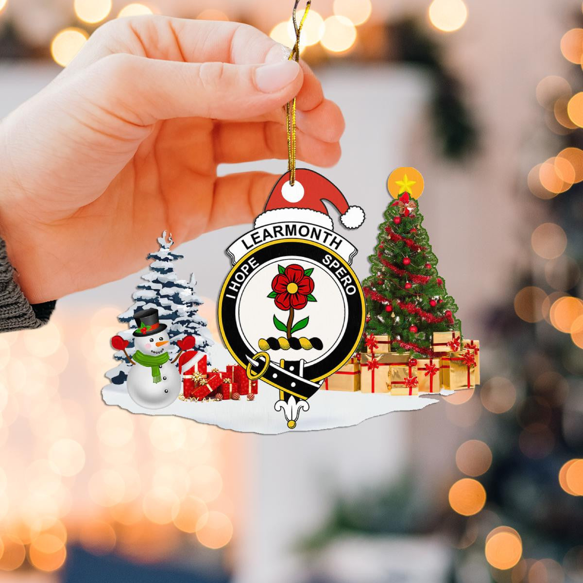 Clan Learmonth Crest Tartan Acrylic Christmas Ornament IX89 Learmonth Tartan Tartan Christmas   