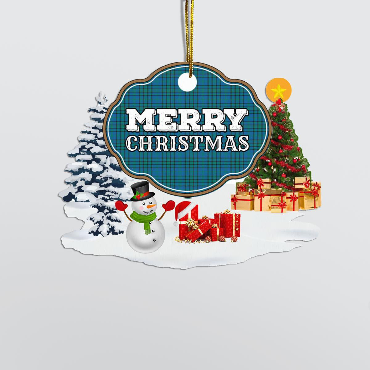Clan Matheson Hunting Ancient "Merry Christmas" Tartan Acrylic Ornament GX61 Matheson Hunting Ancient Tartan Tartan Christmas   