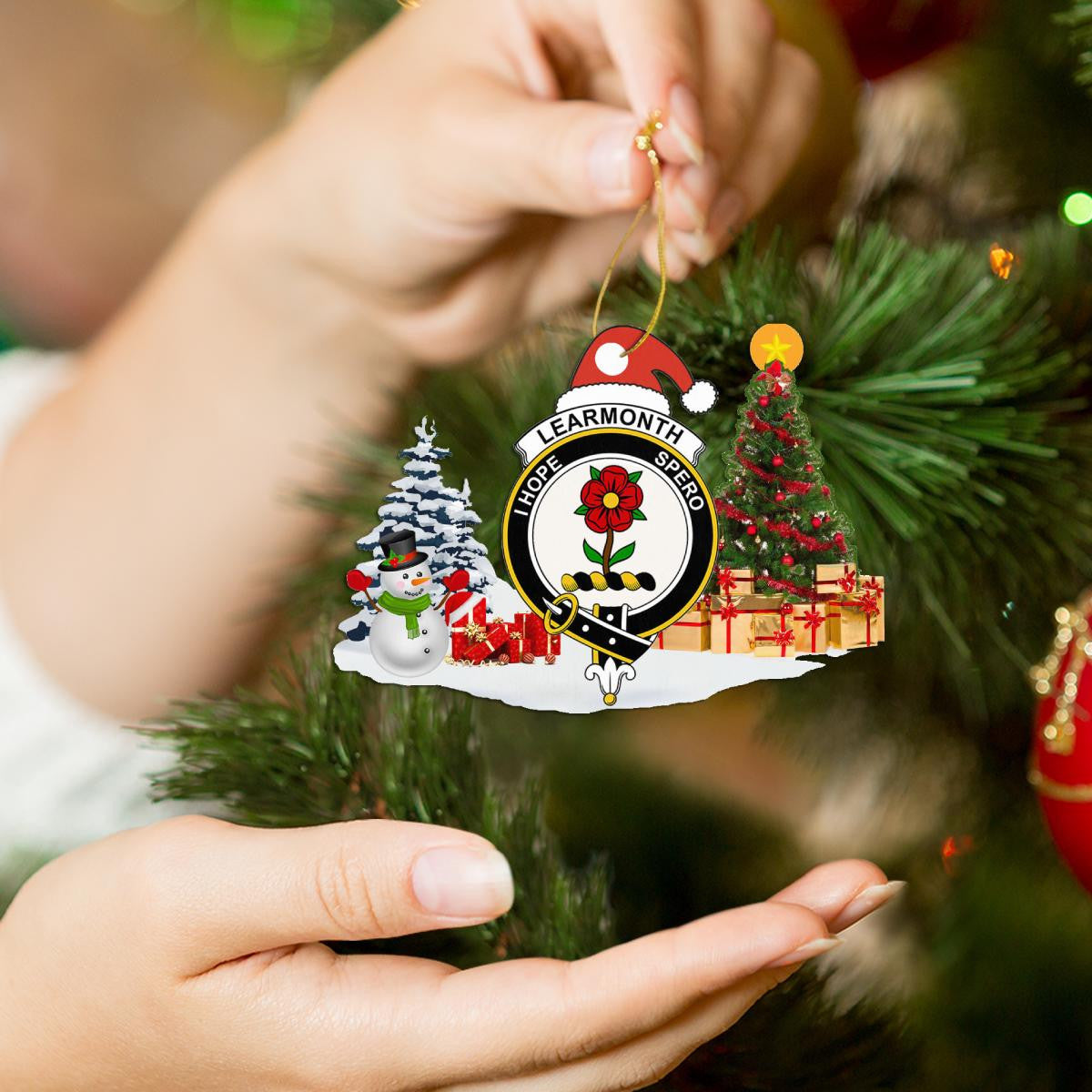 Clan Learmonth Crest Tartan Acrylic Christmas Ornament IX89 Learmonth Tartan Tartan Christmas   