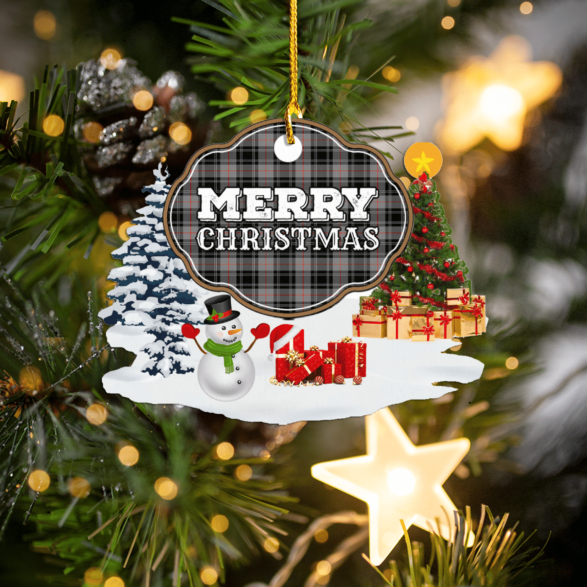Clan Moffat Modern "Merry Christmas" Tartan Acrylic Ornament VZ63 Moffat Modern Tartan Tartan Christmas   