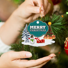 Clan Montgomery Ancient "Merry Christmas" Tartan Acrylic Ornament WJ58 Montgomery Ancient Tartan Tartan Christmas   