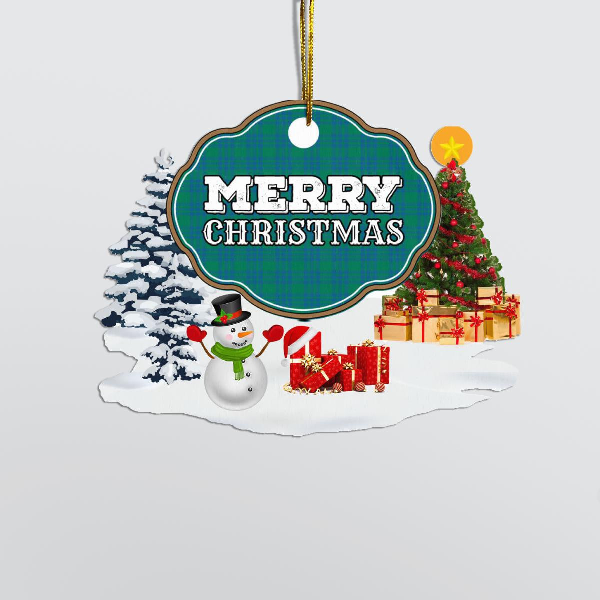Clan Montgomery Ancient "Merry Christmas" Tartan Acrylic Ornament WJ58 Montgomery Ancient Tartan Tartan Christmas   