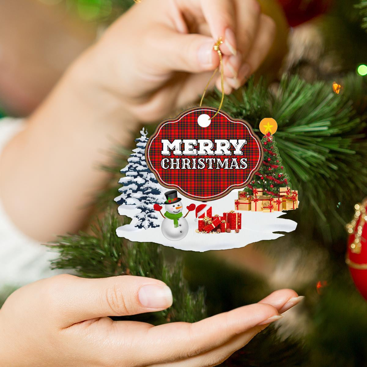 Clan Matheson Modern "Merry Christmas" Tartan Acrylic Ornament NZ16 Matheson Modern Tartan Tartan Christmas   