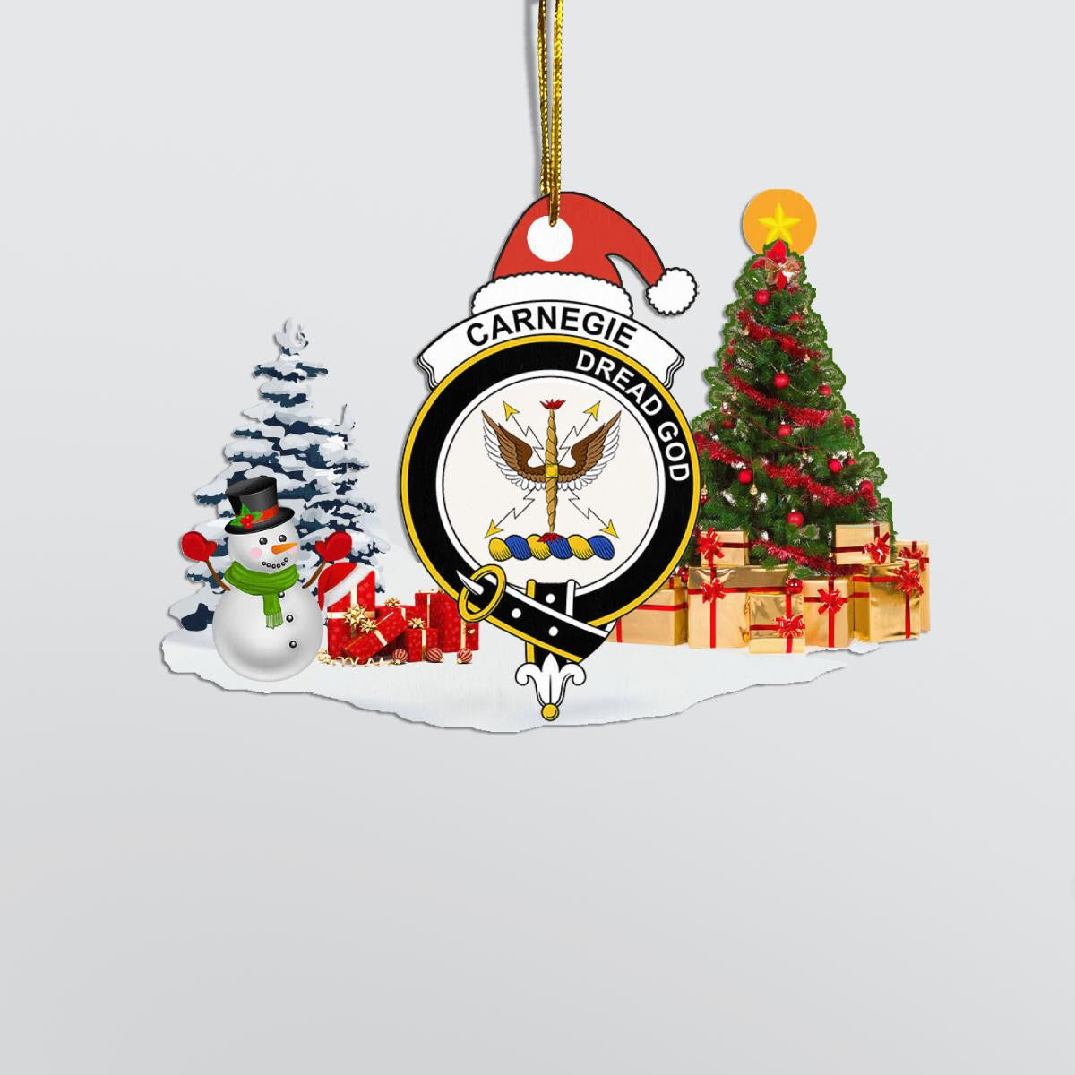 Clan Carnegie Crest Tartan Acrylic Christmas Ornament AS21 Carnegie Tartan Tartan Christmas   