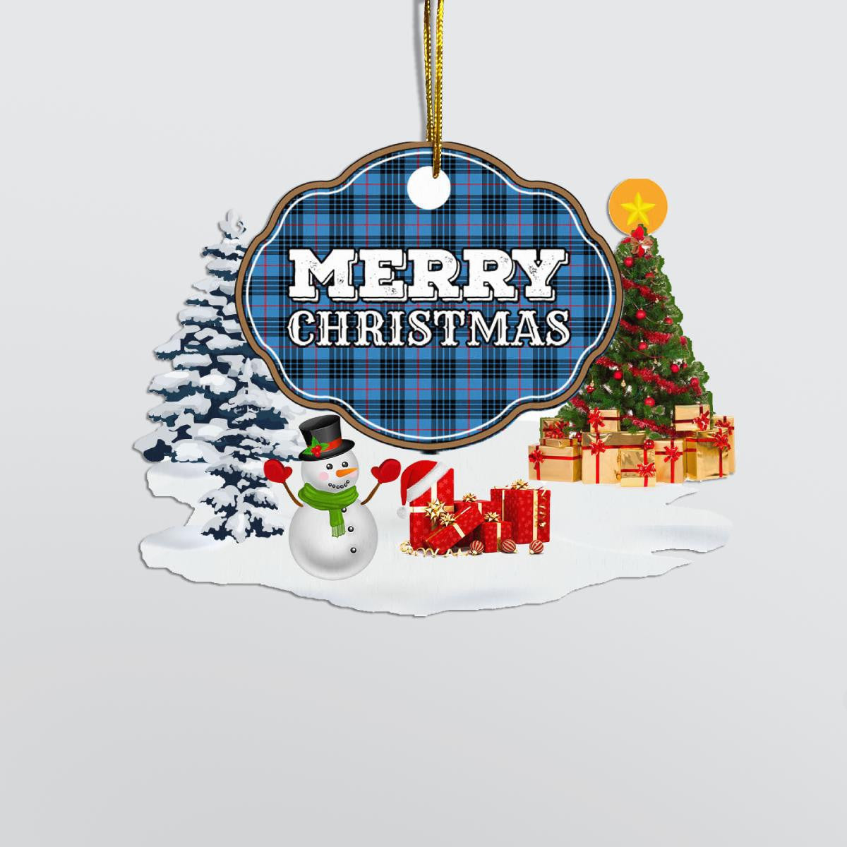 Clan MacKay Blue "Merry Christmas" Tartan Acrylic Ornament EZ72 MacKay Blue Tartan Tartan Christmas   