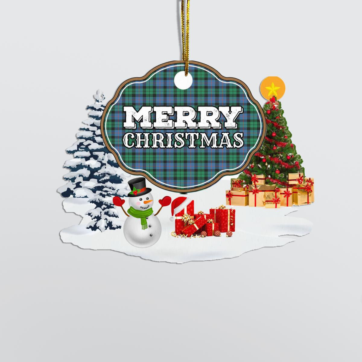 Clan Morrison Ancient "Merry Christmas" Tartan Acrylic Ornament PG21 Morrison Ancient Tartan Tartan Christmas   