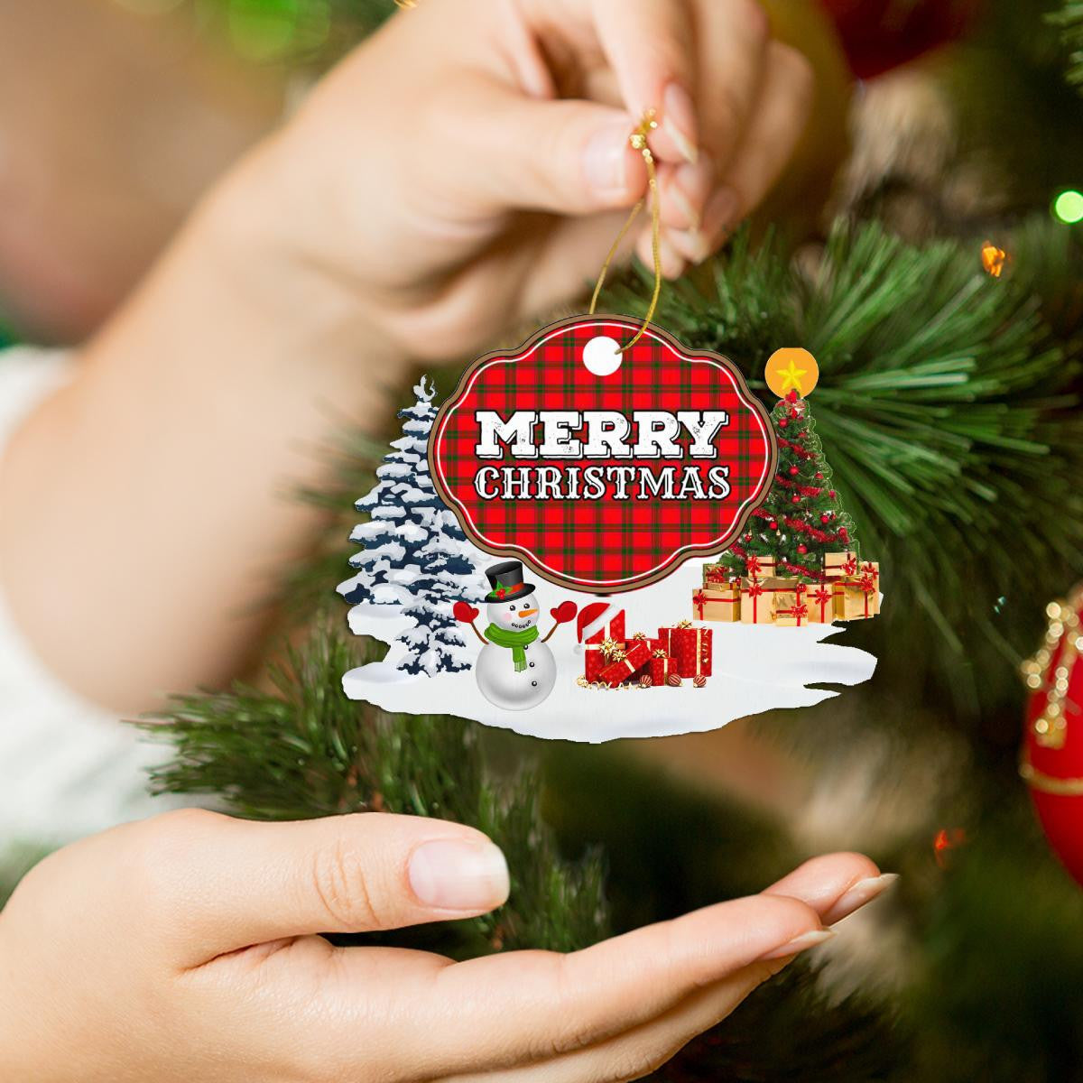 Clan MacNab Modern "Merry Christmas" Tartan Acrylic Ornament NQ76 MacNab Modern Tartan Tartan Christmas   