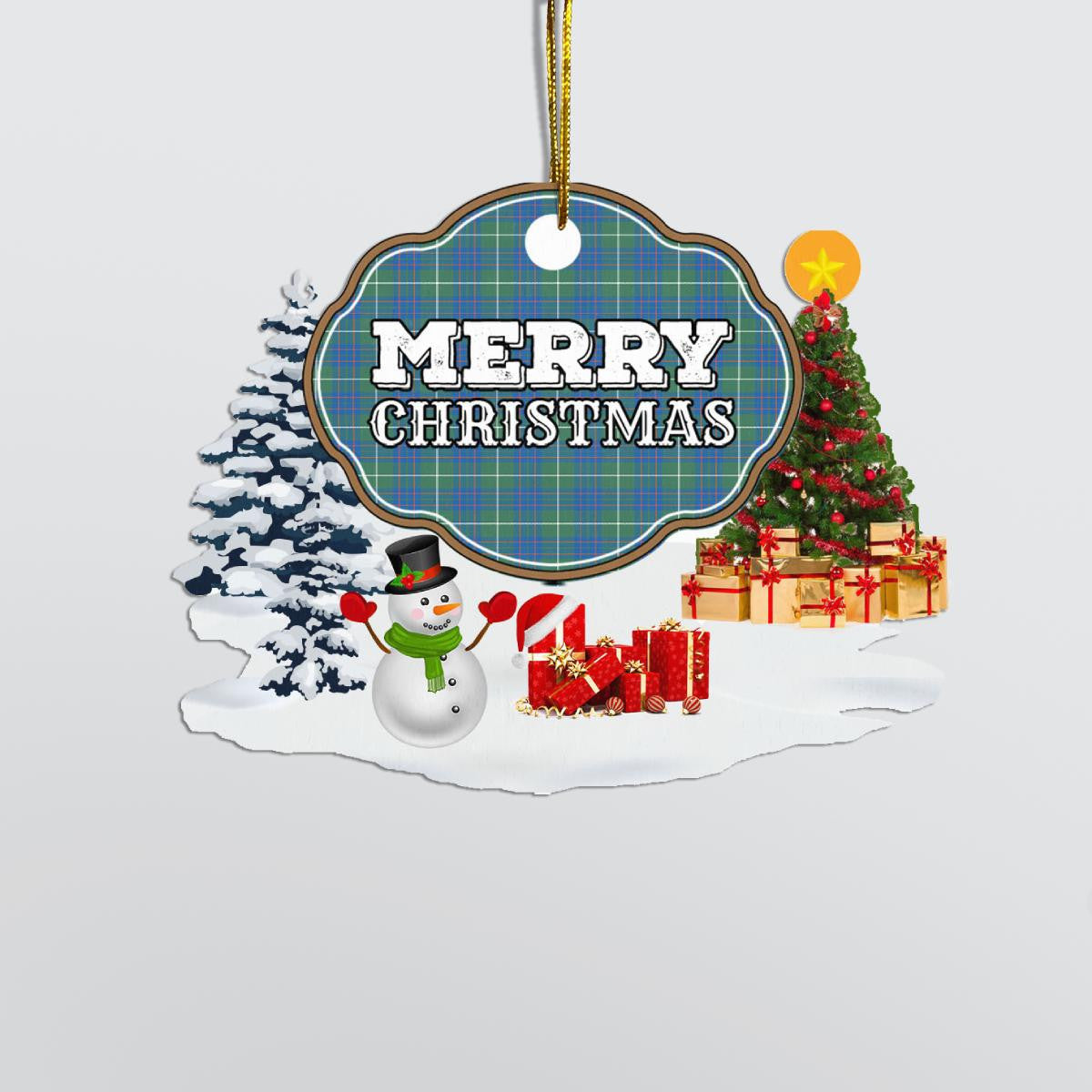 Clan MacIntyre Hunting Ancient "Merry Christmas" Tartan Acrylic Ornament PQ42 MacIntyre Hunting Ancient Tartan Tartan Christmas   