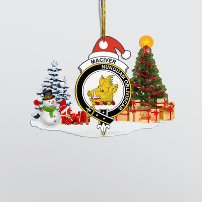 Clan MacIver Crest Tartan Acrylic Christmas Ornament AQ46