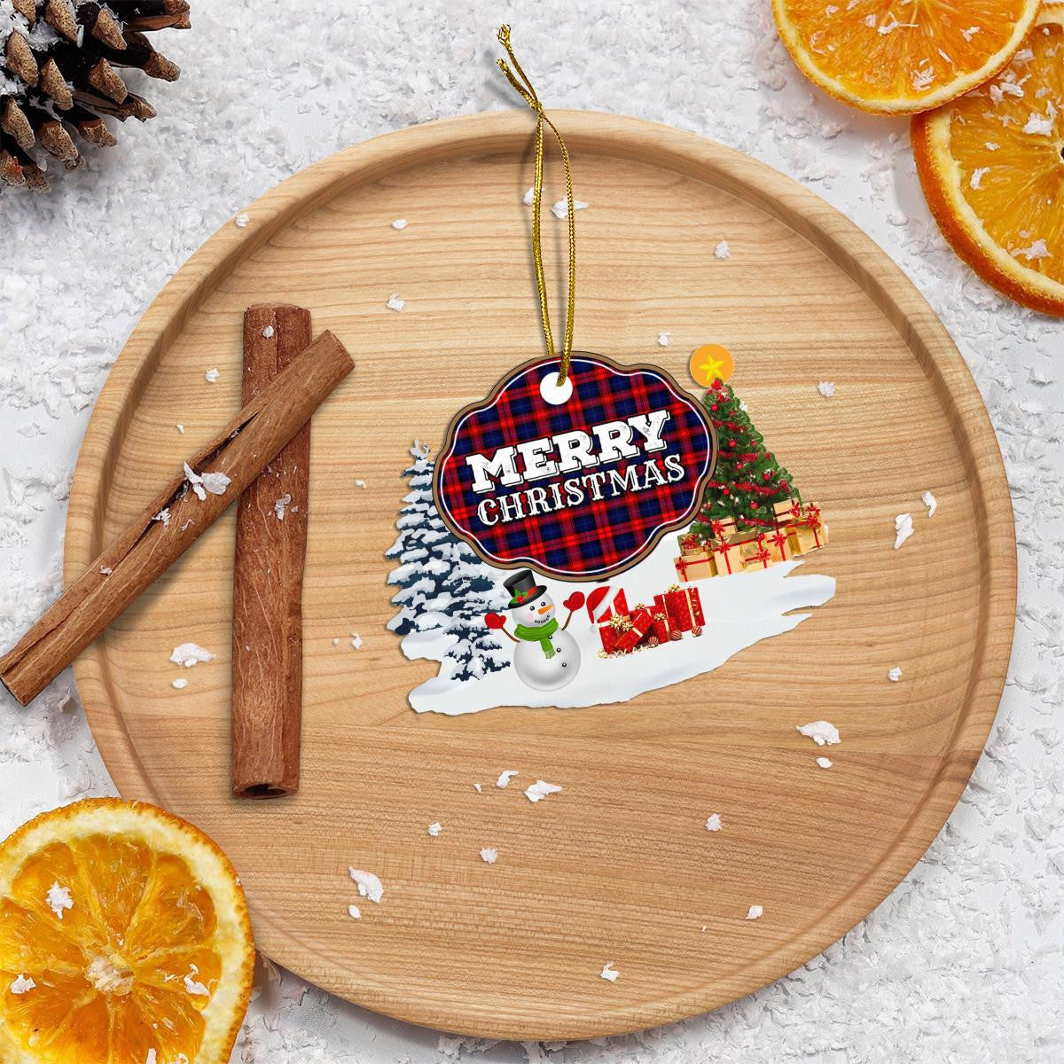 Clan MacLachlan Modern "Merry Christmas" Tartan Acrylic Ornament CS51 MacLachlan Modern Tartan Tartan Christmas   