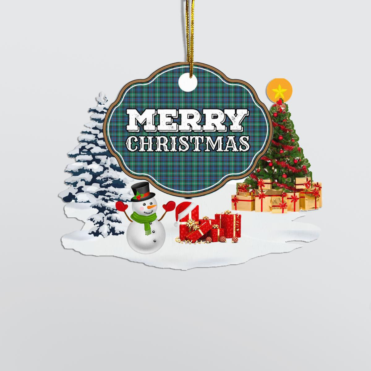 Clan MacKenzie Ancient "Merry Christmas" Tartan Acrylic Ornament UC96 MacKenzie Ancient Tartan Tartan Christmas   