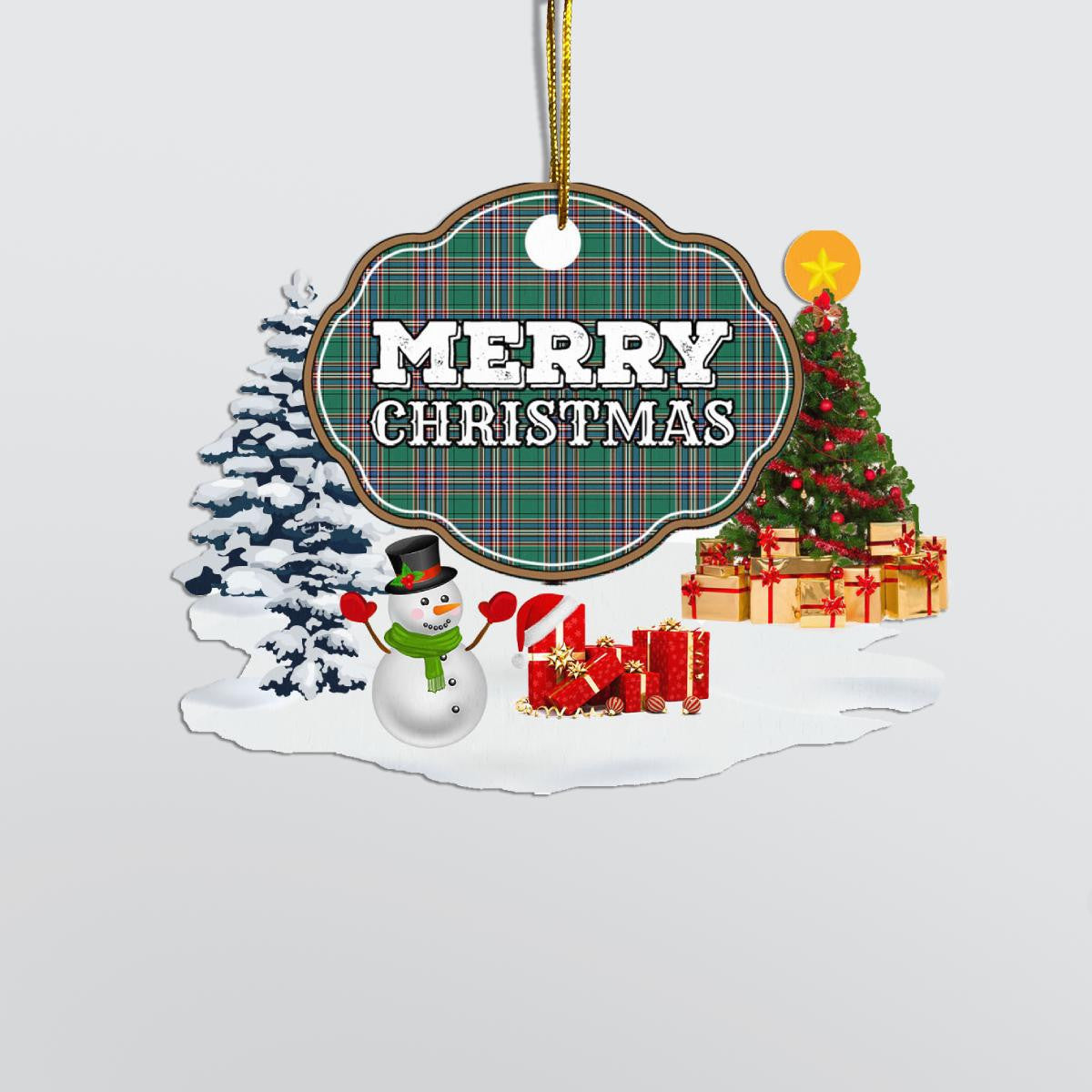 Clan MacFarlane Hunting Ancient "Merry Christmas" Tartan Acrylic Ornament OY90 MacFarlane Hunting Ancient Tartan Tartan Christmas   