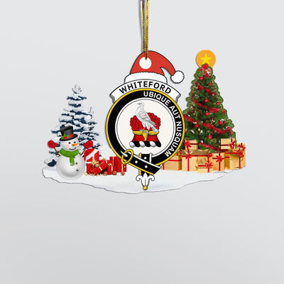 Clan Whiteford Crest Tartan Acrylic Christmas Ornament AQ60