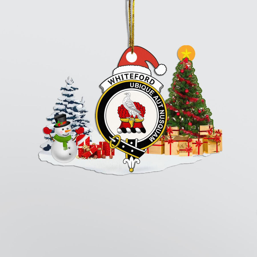 Clan Whiteford Crest Tartan Acrylic Christmas Ornament AQ60 Whiteford Tartan Tartan Christmas   