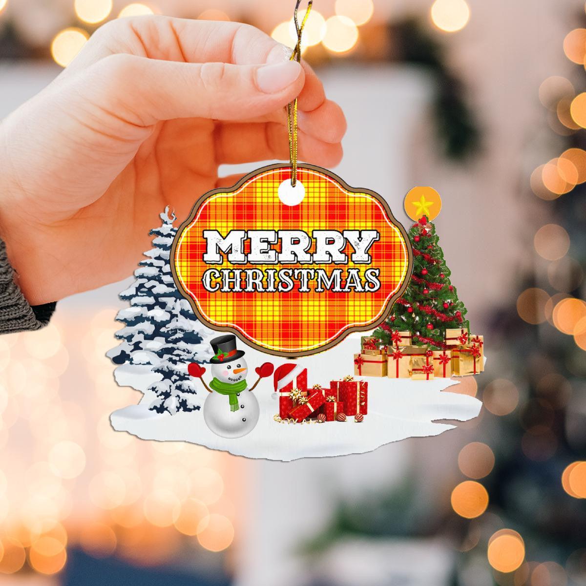 Clan MacMillan "Merry Christmas" Tartan Acrylic Ornament SS46 MacMillan Tartan Tartan Christmas   
