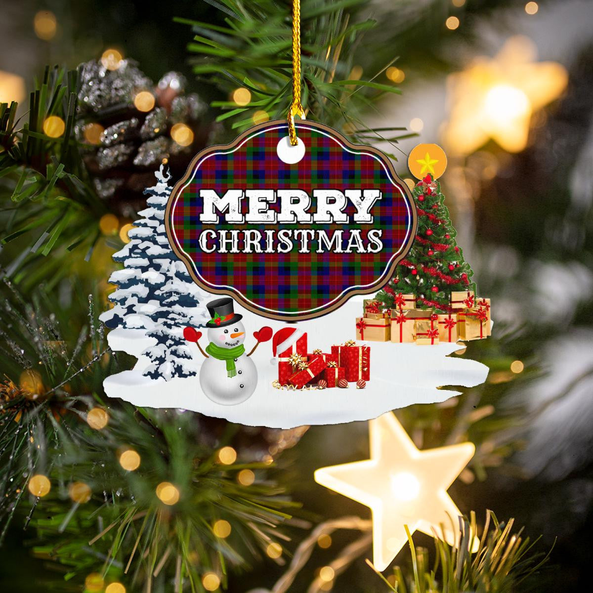 Clan Tennant "Merry Christmas" Tartan Acrylic Ornament MU25 Tennant Tartan Tartan Christmas   