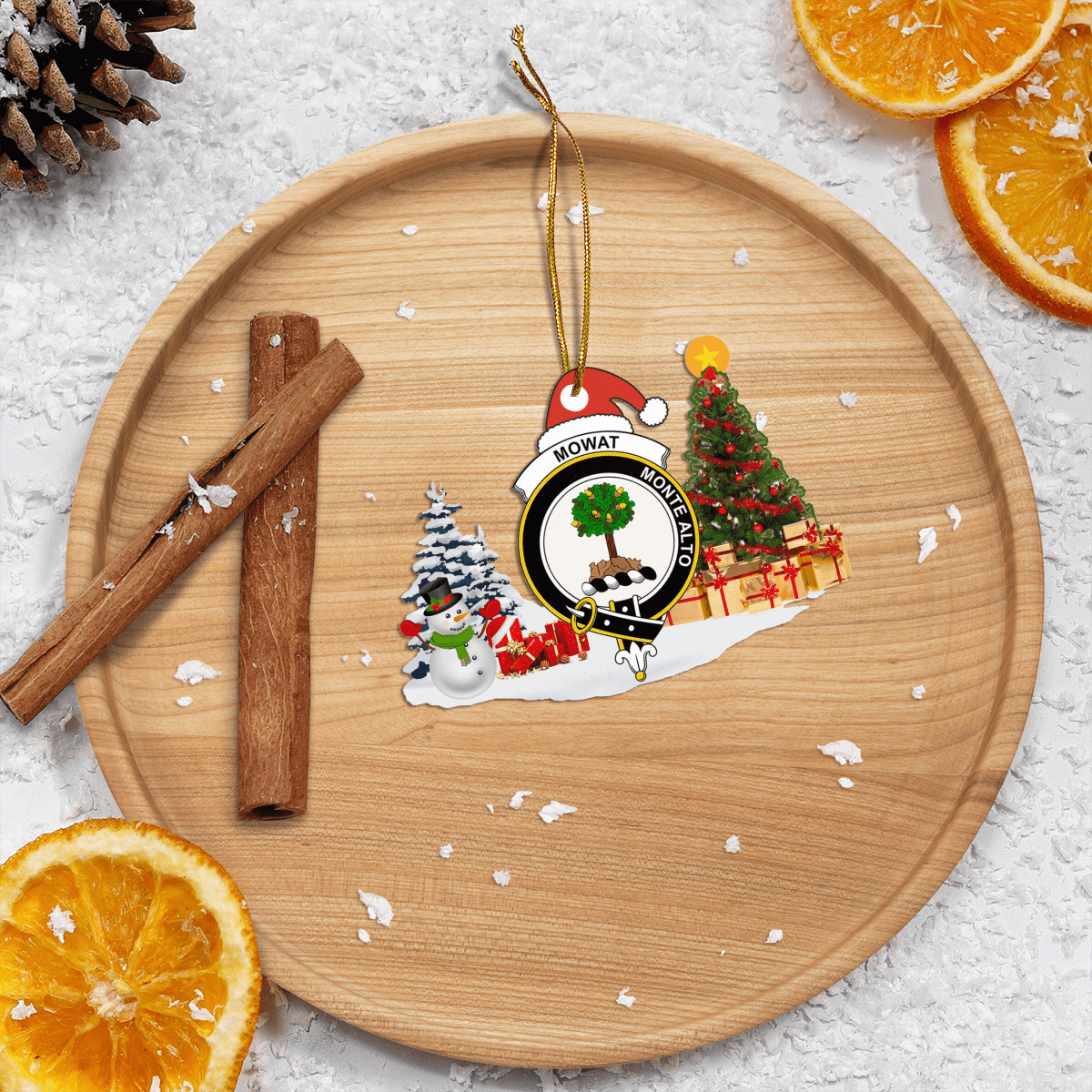 Clan Mowat (of Inglistoun) Crest Tartan Acrylic Christmas Ornament OJ34 Mowat (of Inglistoun) Tartan Tartan Christmas   