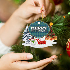 Clan Oliphant Ancient "Merry Christmas" Tartan Acrylic Ornament UU86 Oliphant Ancient Tartan Tartan Christmas   