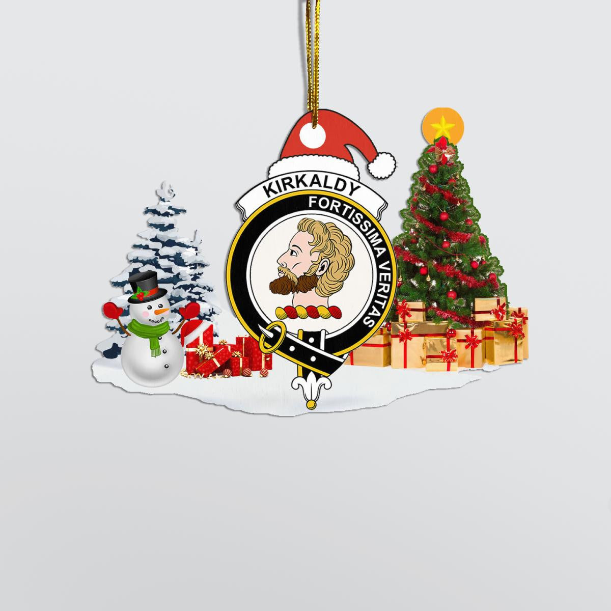 Clan Kirkaldy Crest Tartan Acrylic Christmas Ornament UQ22 Kirkaldy Tartan Tartan Christmas   