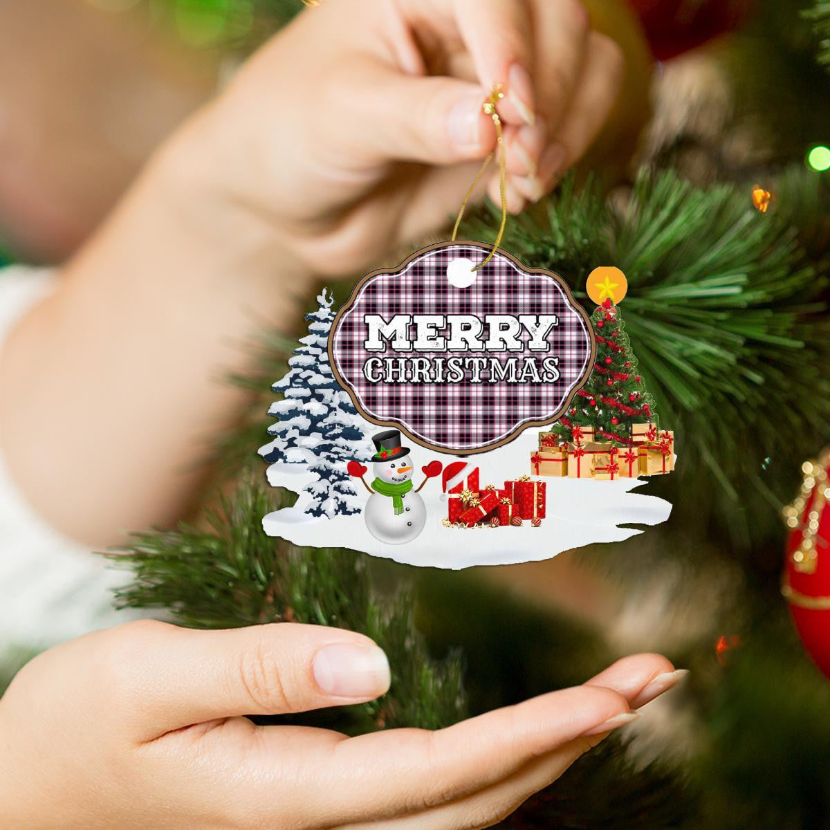 Clan MacPherson Hunting Modern "Merry Christmas" Tartan Acrylic Ornament YT17 MacPherson Hunting Modern Tartan Tartan Christmas   