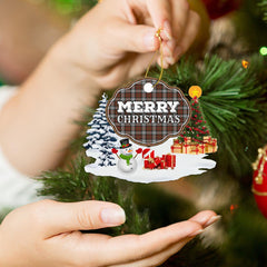 Clan MacRae Hunting Weathered "Merry Christmas" Tartan Acrylic Ornament OF57 MacRae Hunting Weathered Tartan Tartan Christmas   