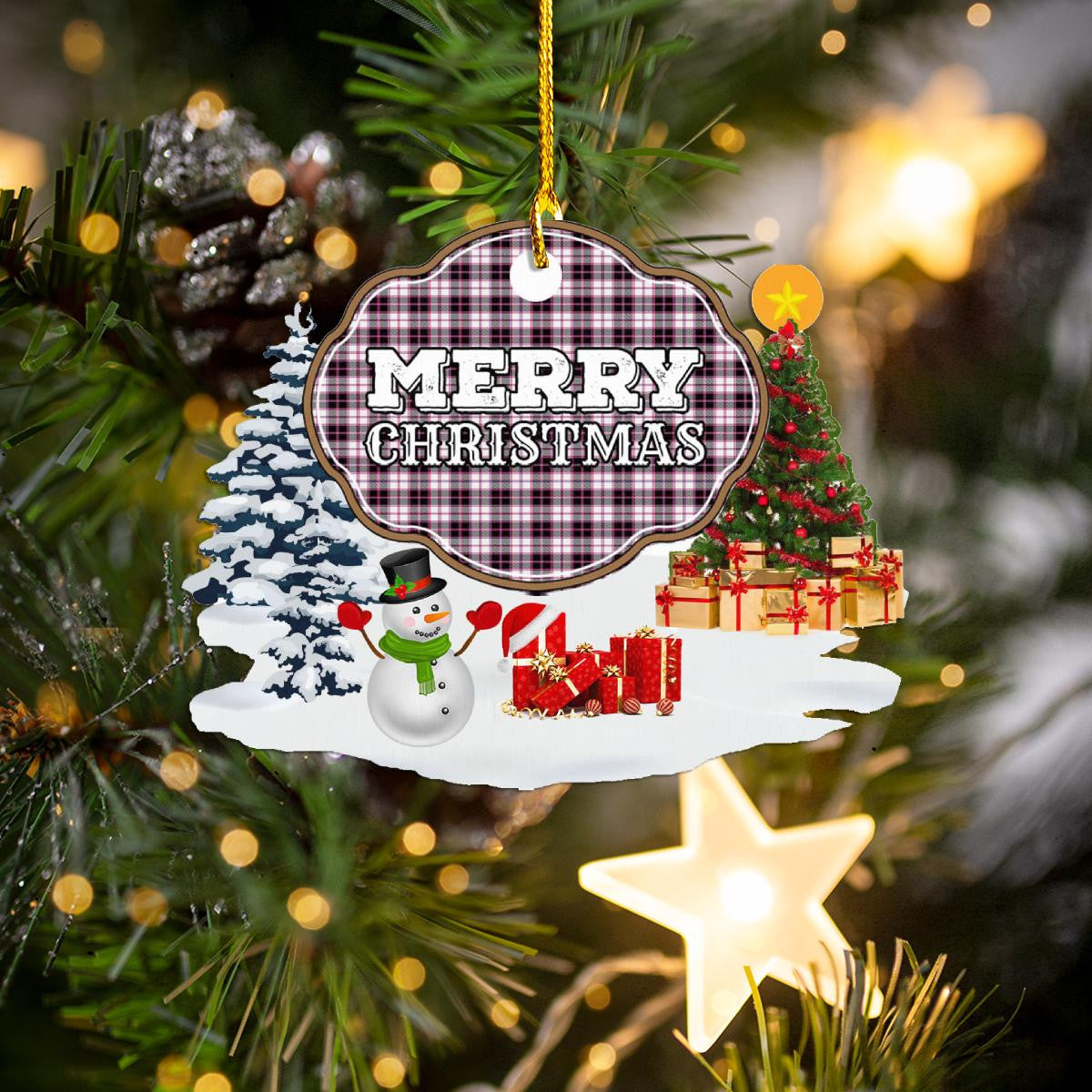 Clan MacPherson Hunting Modern "Merry Christmas" Tartan Acrylic Ornament YT17 MacPherson Hunting Modern Tartan Tartan Christmas   