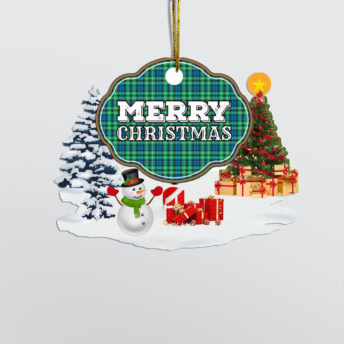 Clan Graham of Montrose Ancient "Merry Christmas" Tartan Acrylic Ornament OD43 Graham of Montrose Ancient Tartan Tartan Christmas   