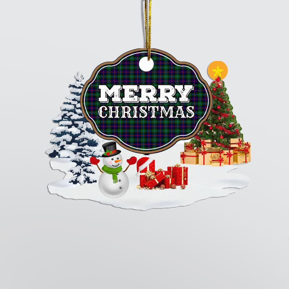 Clan Campbell of Cawdor Modern "Merry Christmas" Tartan Acrylic Ornament DC14 Campbell of Cawdor Modern Tartan Tartan Christmas   
