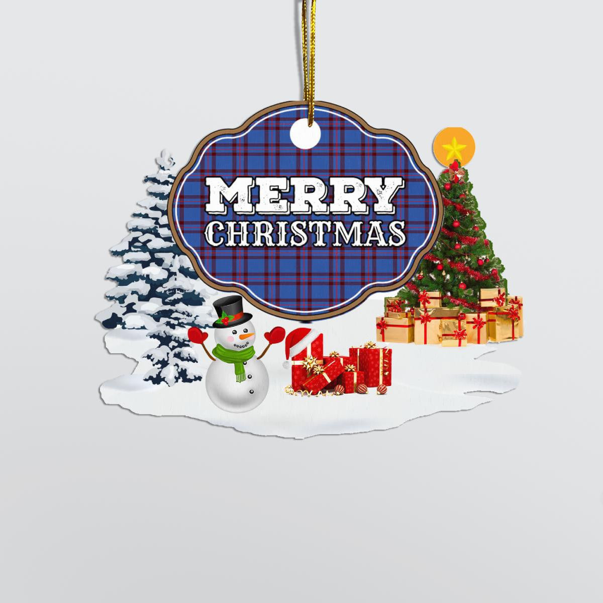 Clan Elliot Modern "Merry Christmas" Tartan Acrylic Ornament LA37 Elliot Modern Tartan Tartan Christmas   