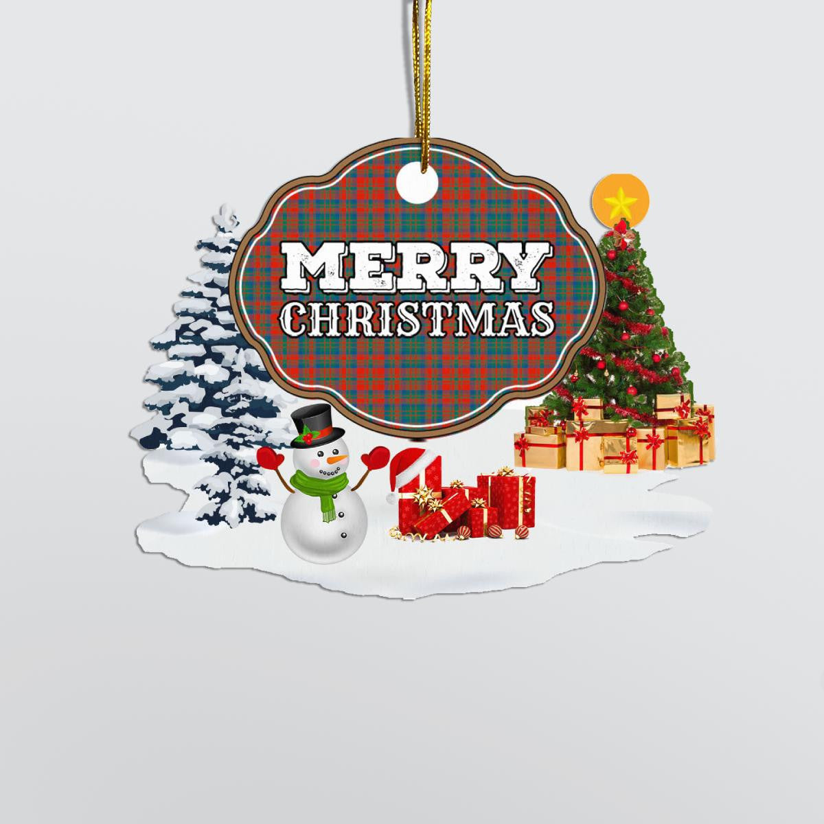 Clan Matheson Ancient "Merry Christmas" Tartan Acrylic Ornament LH24 Matheson Ancient Tartan Tartan Christmas   
