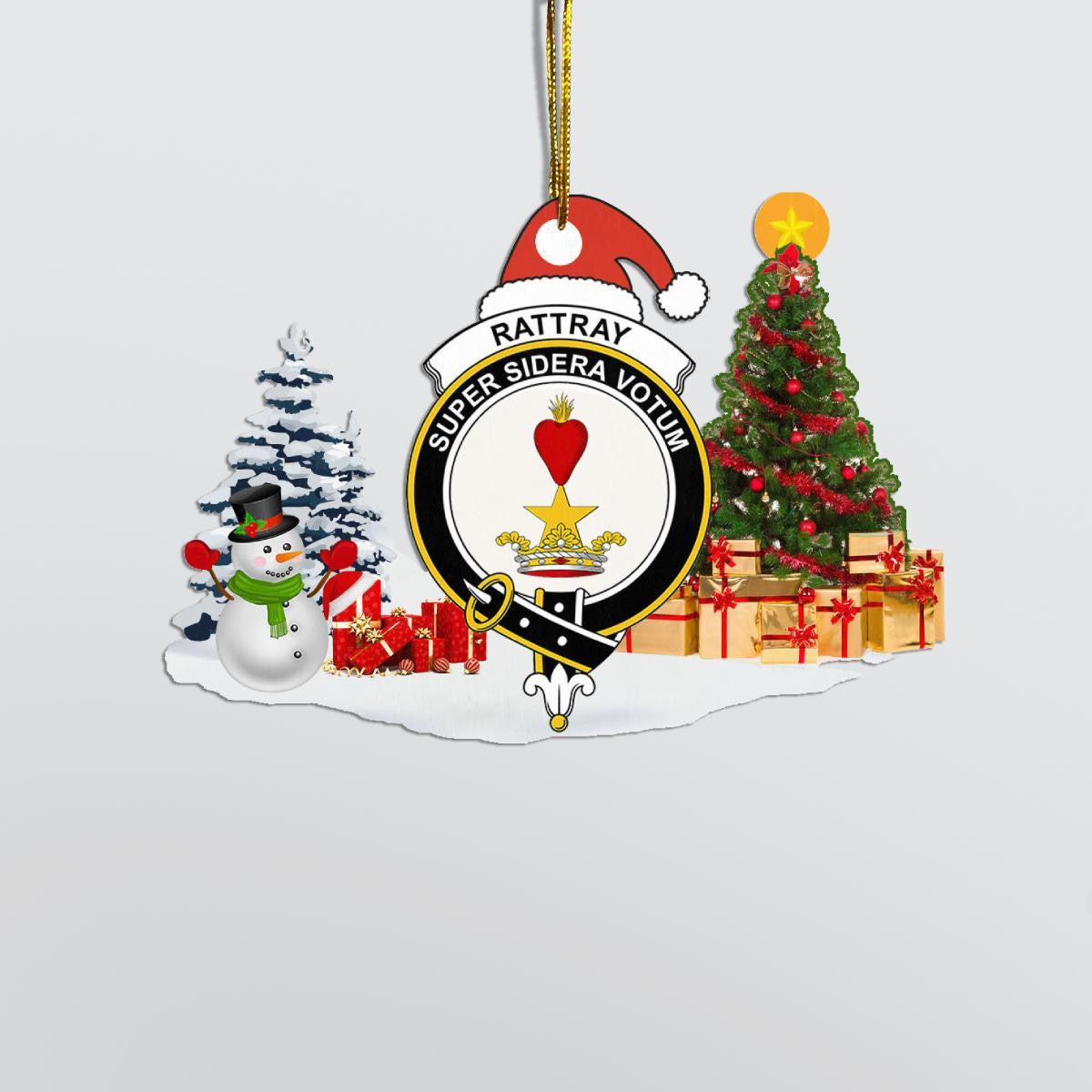 Clan Rattray Crest Tartan Acrylic Christmas Ornament GM72 Rattray Tartan Tartan Christmas   
