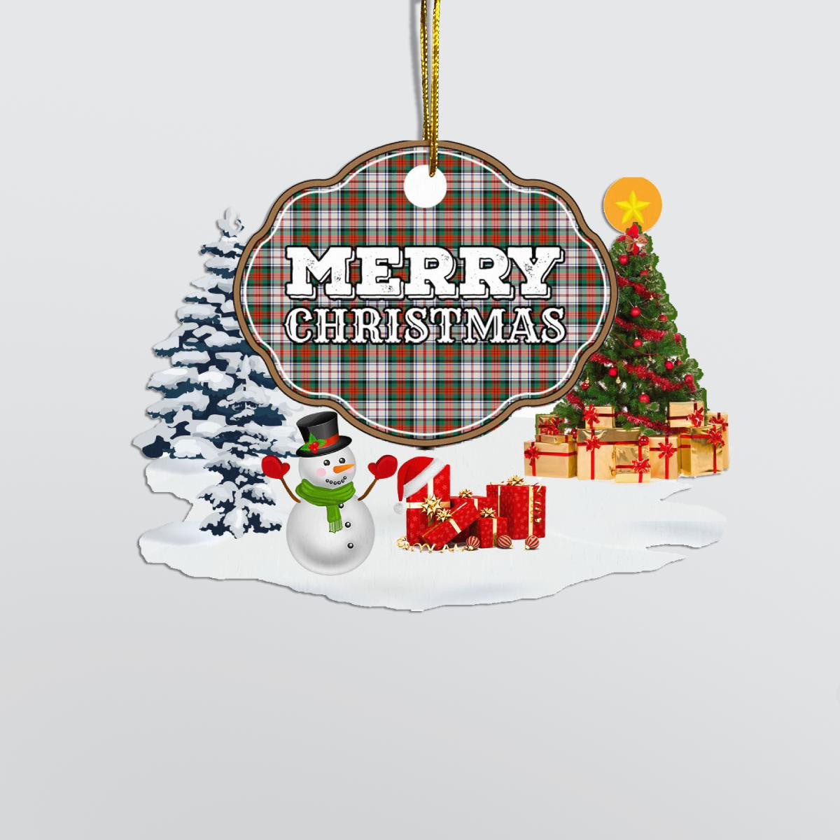 Clan MacDuff Dress Ancient "Merry Christmas" Tartan Acrylic Ornament IJ92 MacDuff Dress Ancient Tartan Tartan Christmas   