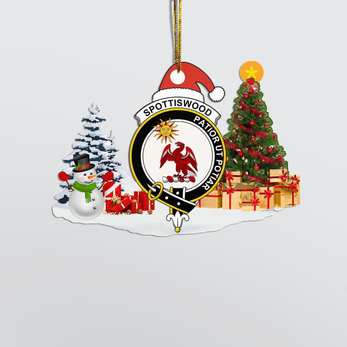 Clan Spottiswood Crest Tartan Acrylic Christmas Ornament EL36 Spottiswood Tartan Tartan Christmas   