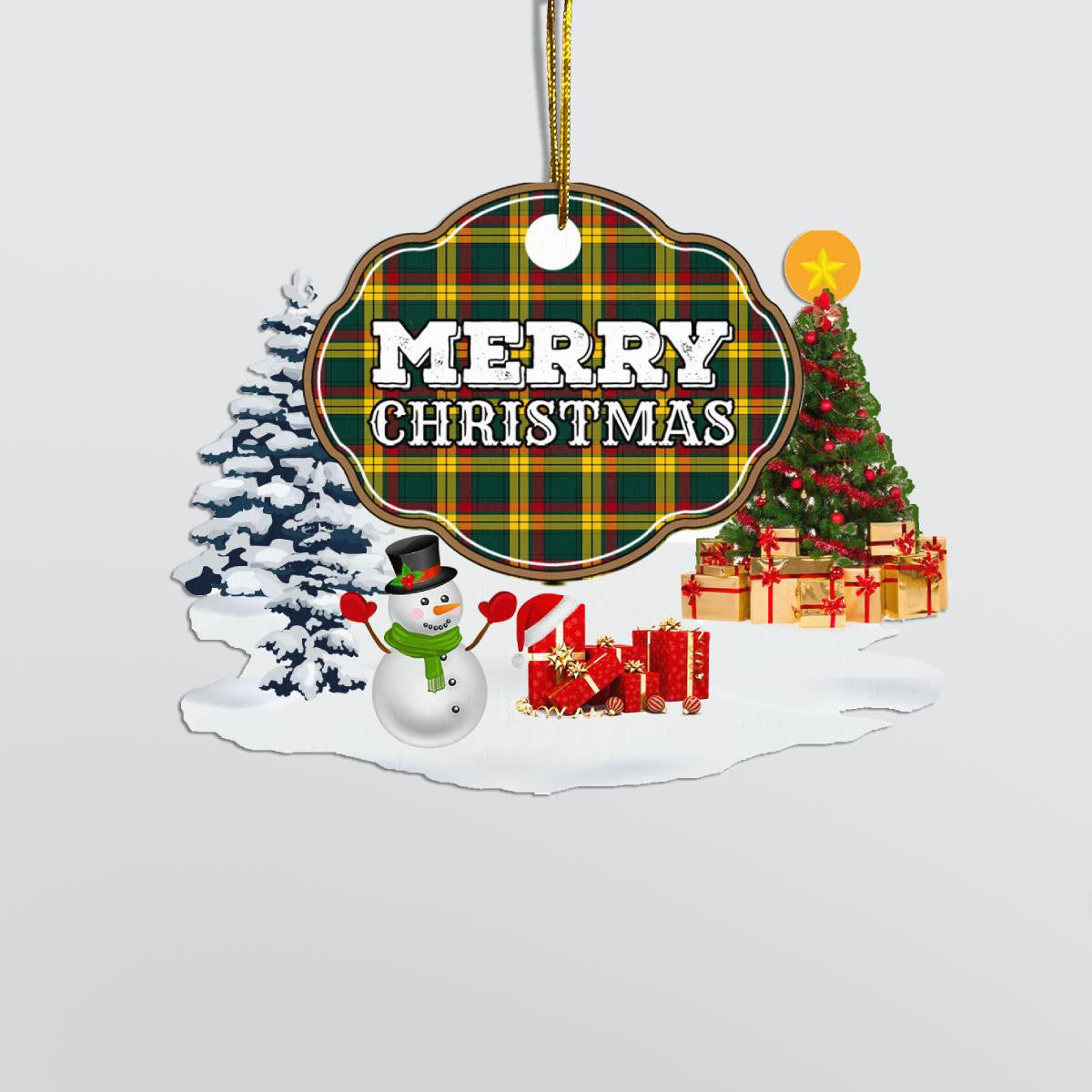 Clan MacMillan Old Modern "Merry Christmas" Tartan Acrylic Ornament YD32 MacMillan Old Modern Tartan Tartan Christmas   
