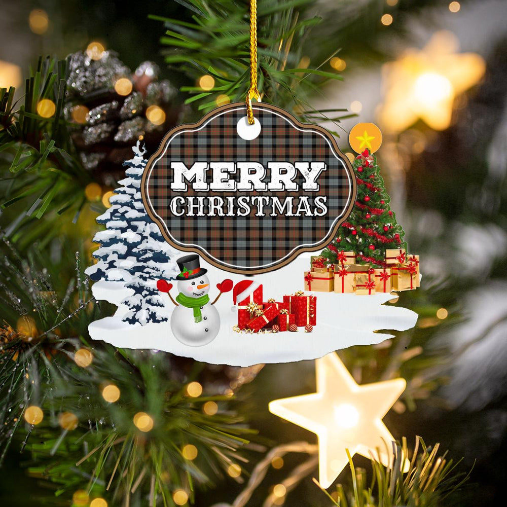 Clan Gunn Weathered "Merry Christmas" Tartan Acrylic Ornament UU27 Gunn Weathered Tartan Tartan Christmas   