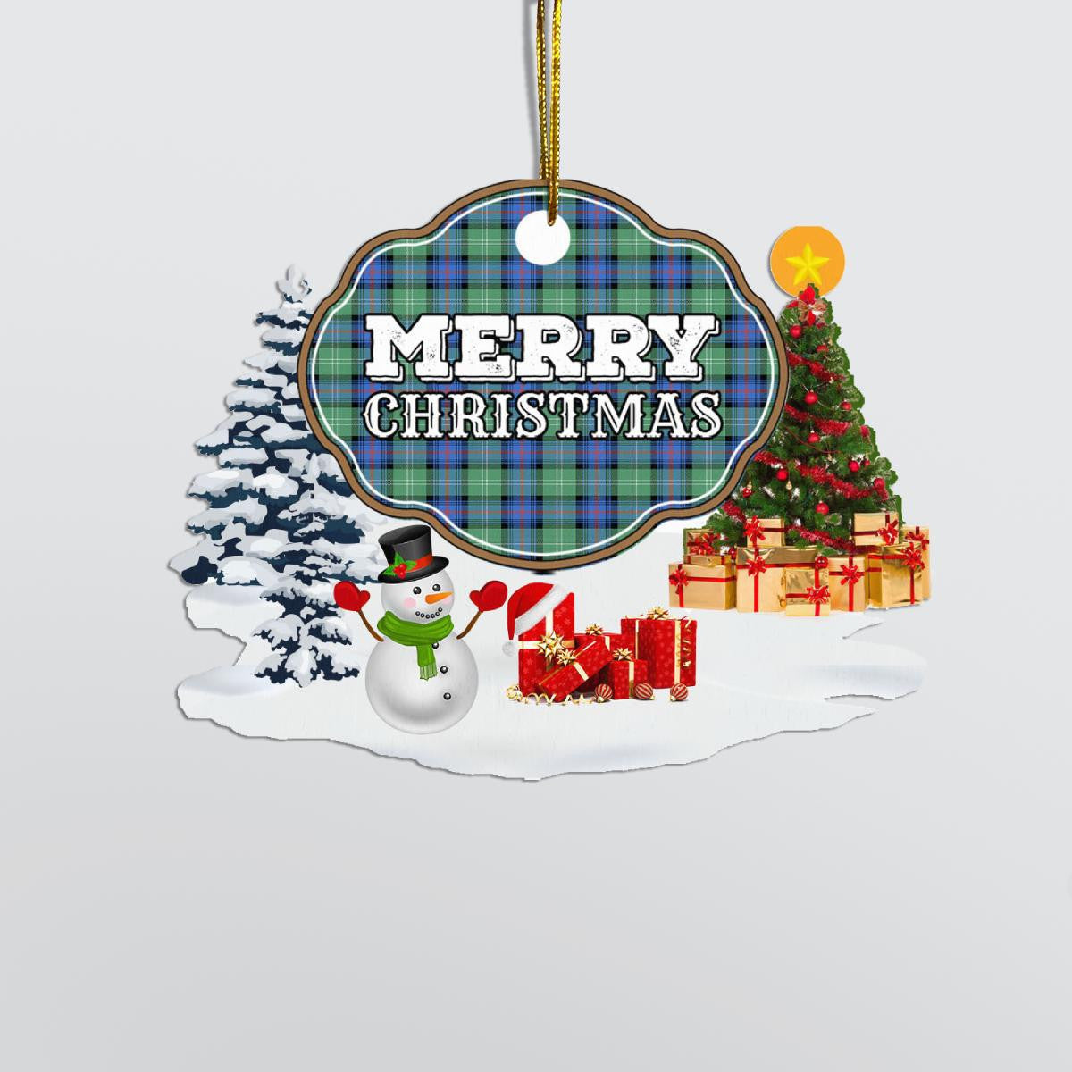 Clan Sutherland Old Ancient "Merry Christmas" Tartan Acrylic Ornament LZ32 Sutherland Old Ancient Tartan Tartan Christmas   