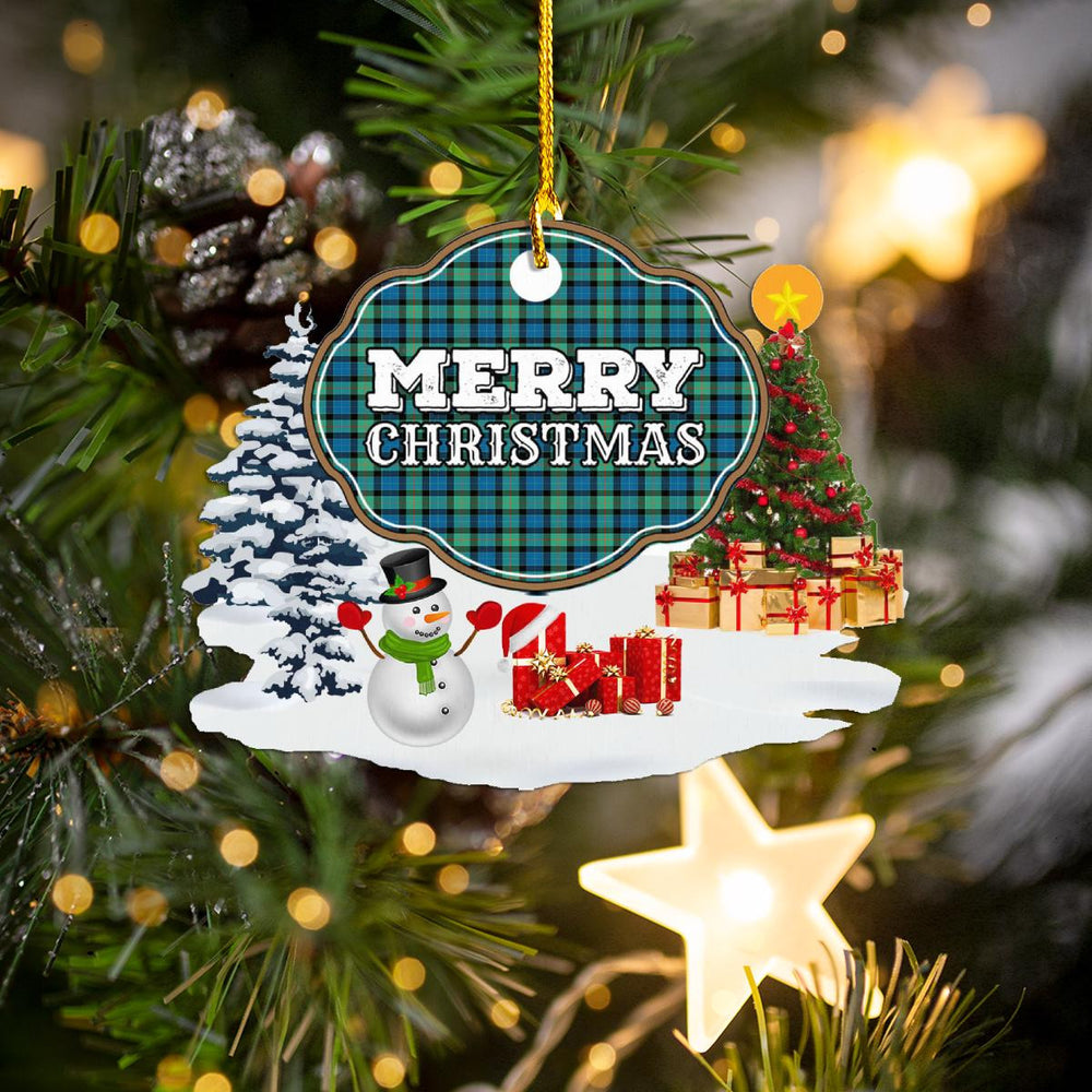 Clan Gunn Ancient "Merry Christmas" Tartan Acrylic Ornament YX89 Gunn Ancient Tartan Tartan Christmas   