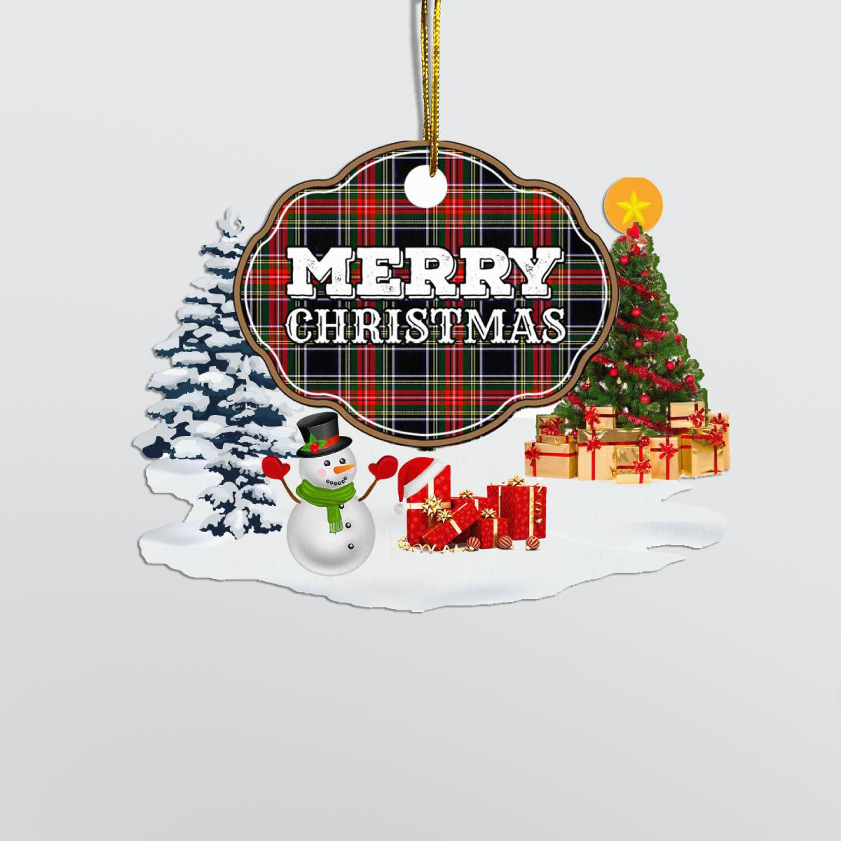 Clan Stewart Black "Merry Christmas" Tartan Acrylic Ornament BK17 Stewart Black Tartan Tartan Christmas   