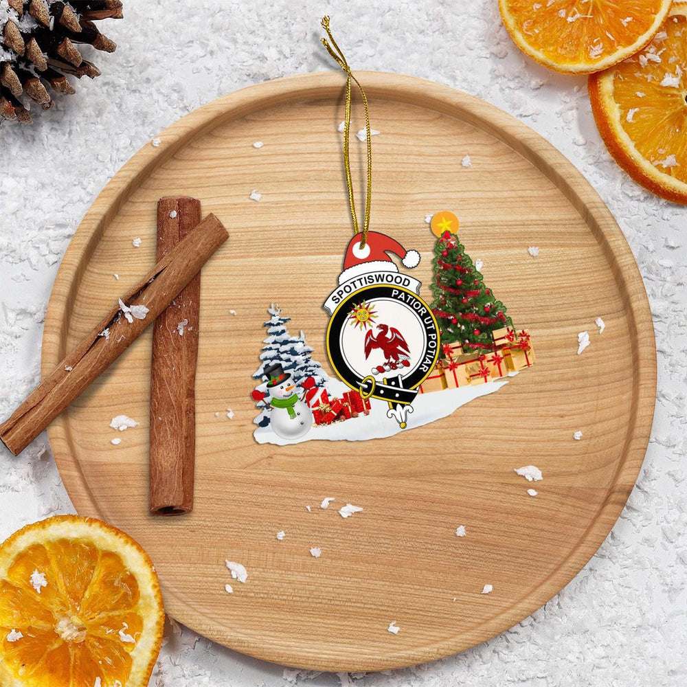 Clan Spottiswood Crest Tartan Acrylic Christmas Ornament EL36 Spottiswood Tartan Tartan Christmas   