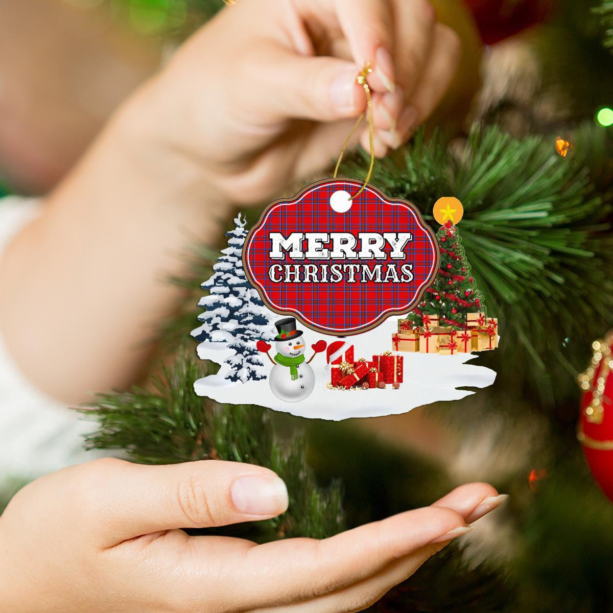 Clan Inverness District "Merry Christmas" Tartan Acrylic Ornament NC95 Inverness District Tartan Tartan Christmas   