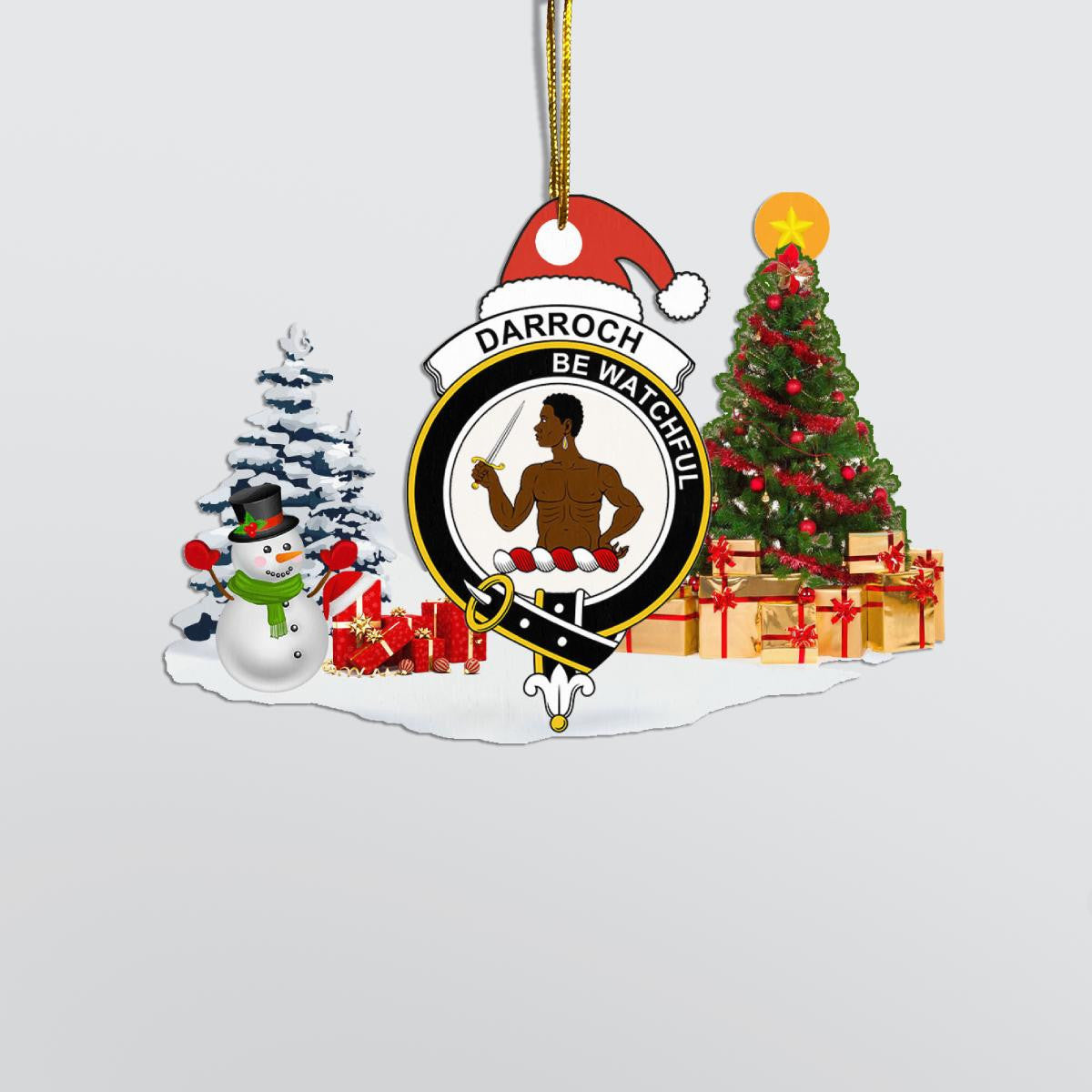 Clan Darroch (Gourock) Crest Tartan Acrylic Christmas Ornament BT11 Darroch (Gourock) Tartan Tartan Christmas   