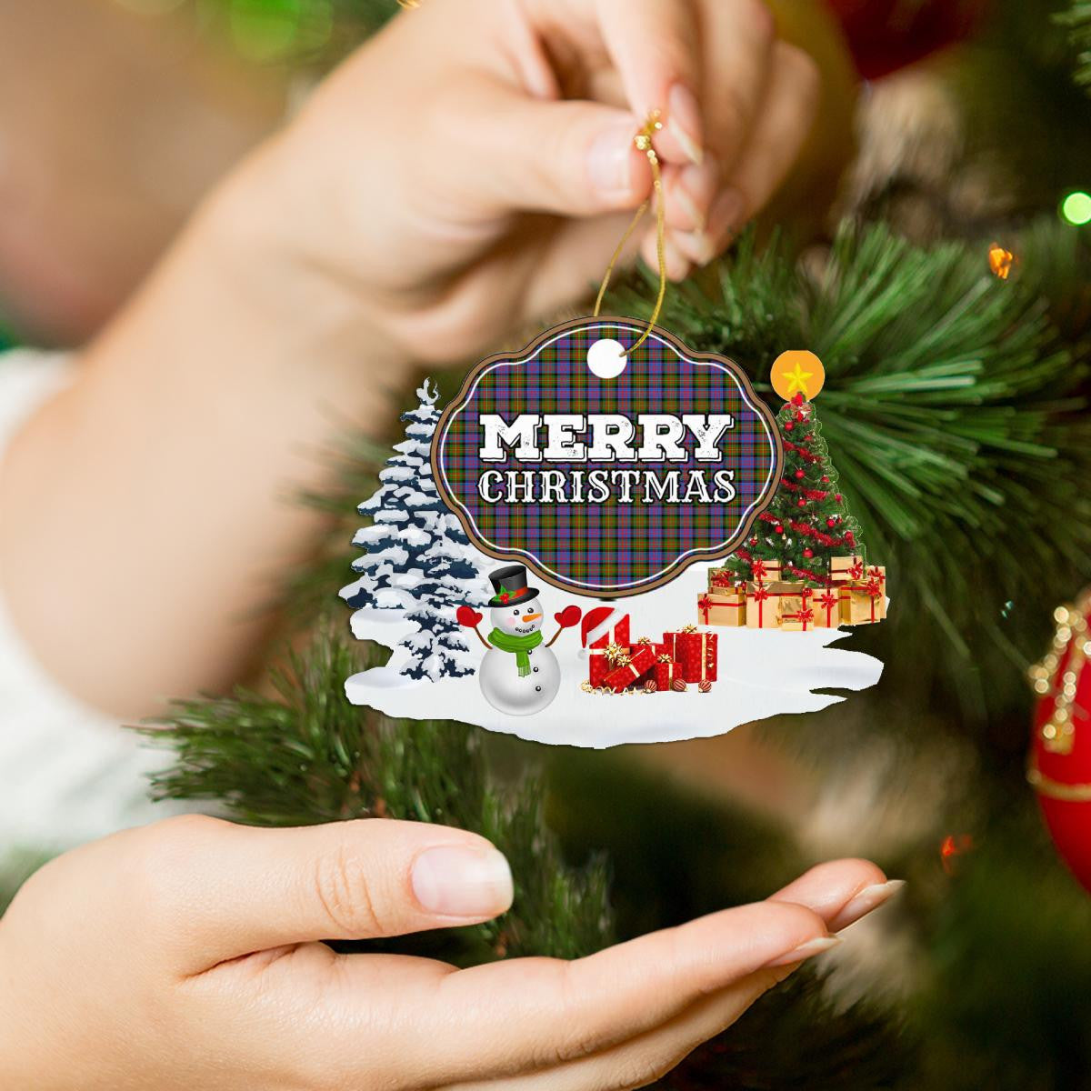 Clan Carnegie Ancient "Merry Christmas" Tartan Acrylic Ornament JO38 Carnegie Ancient Tartan Tartan Christmas   