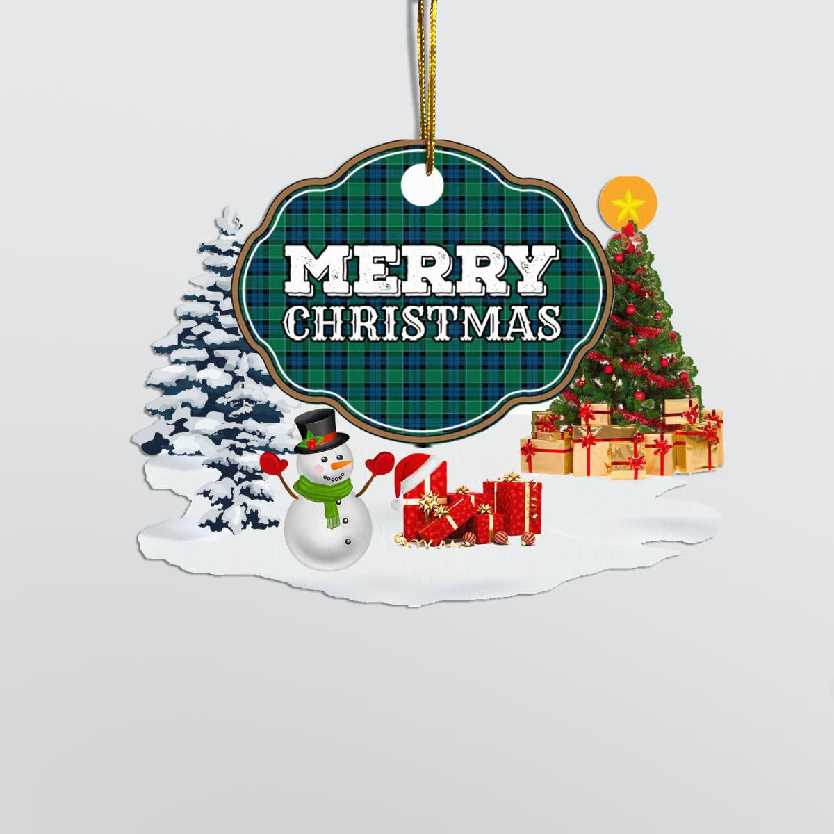 Clan Graham of Menteith Ancient "Merry Christmas" Tartan Acrylic Ornament CM66 Graham of Menteith Ancient Tartan Tartan Christmas   