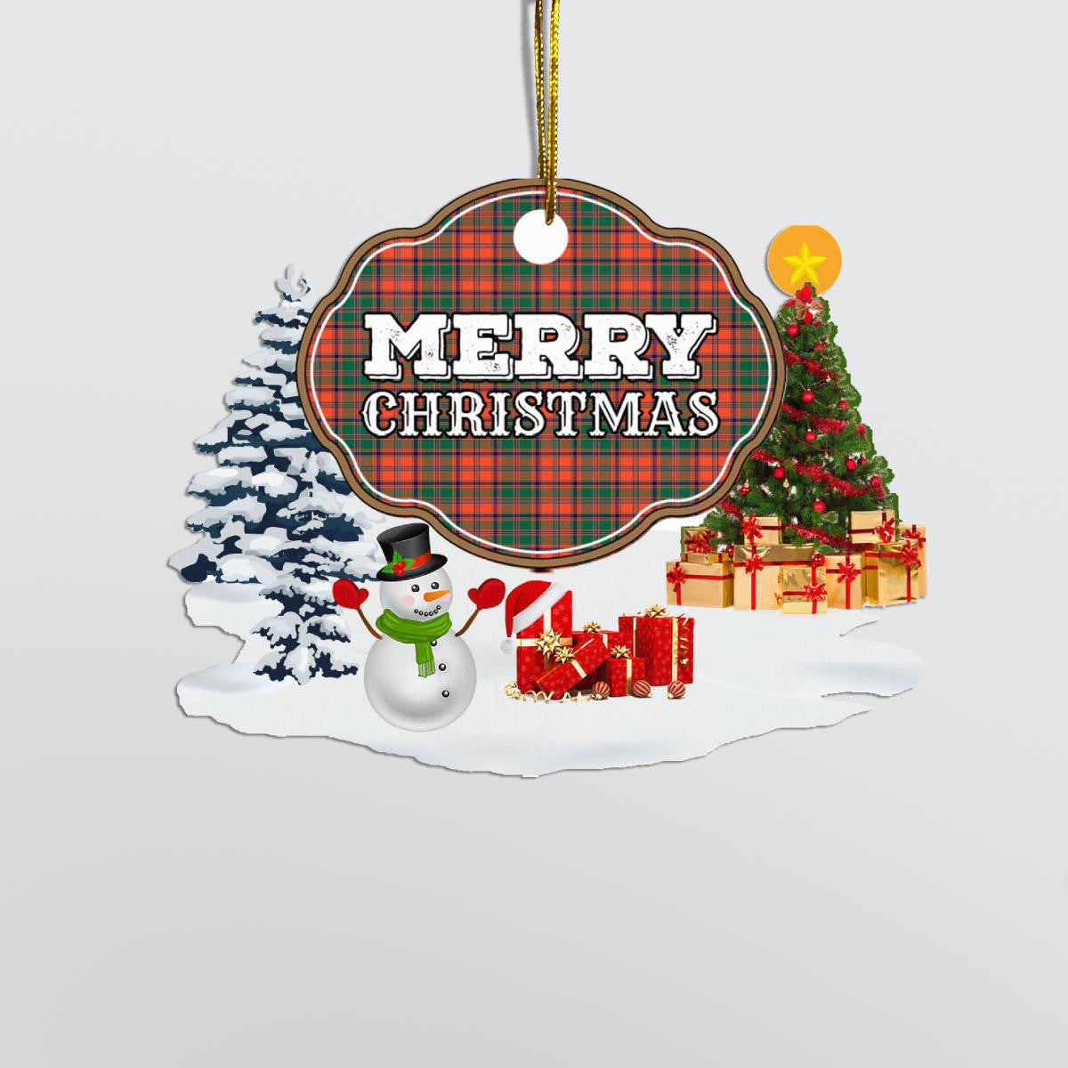 Clan Stewart of Appin Ancient "Merry Christmas" Tartan Acrylic Ornament FB60 Stewart of Appin Ancient Tartan Tartan Christmas   
