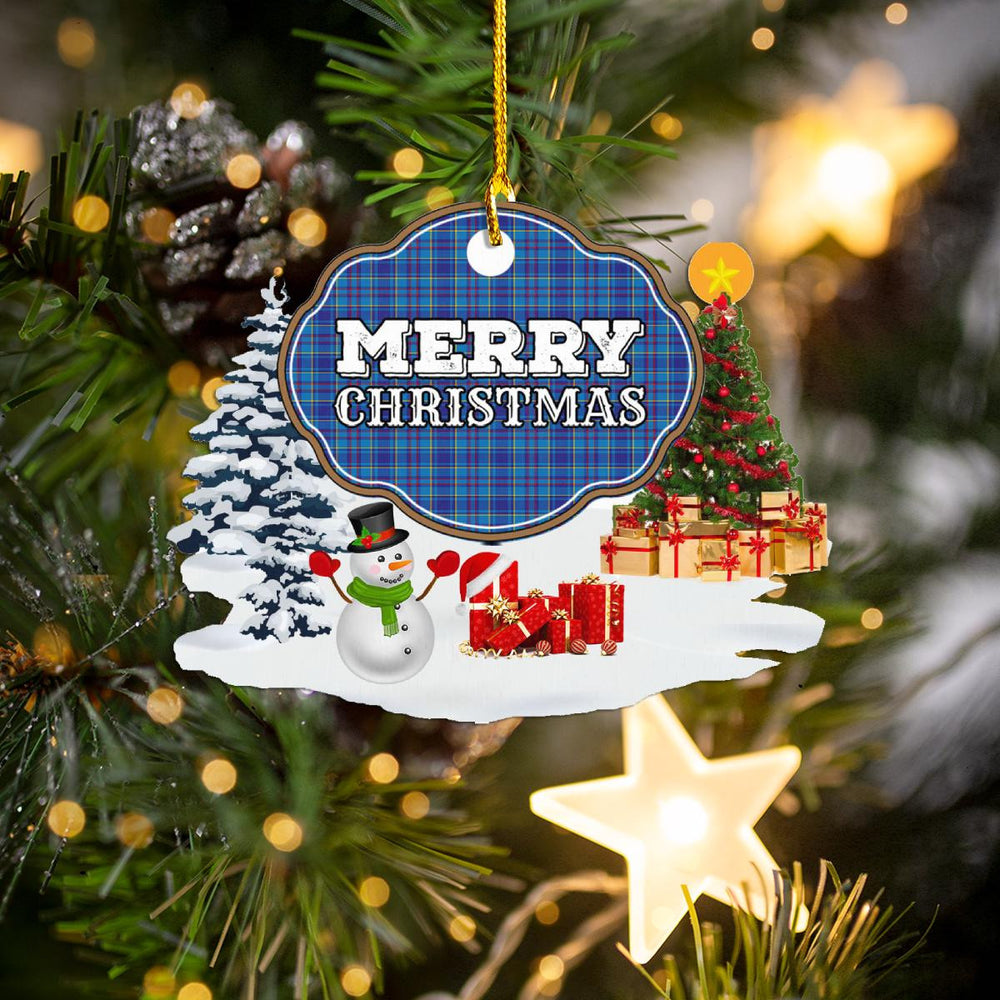 Clan Mercer Modern "Merry Christmas" Tartan Acrylic Ornament IG56 Mercer Modern Tartan Tartan Christmas   