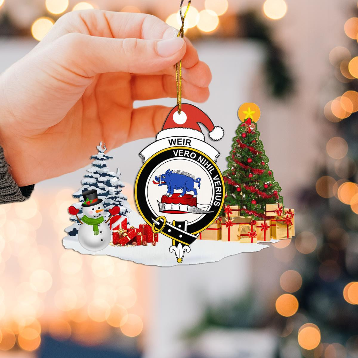 Clan Weir Crest Tartan Acrylic Christmas Ornament ZY59 Weir Tartan Tartan Christmas   